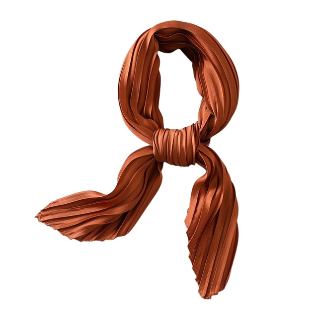 foulard plissé en soie terracotta