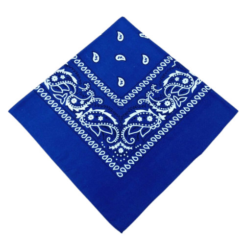 Petit Foulard Bandana Coton Bleu Marine à Fleurs - Pour Femme - Cadeau Sympa FO647